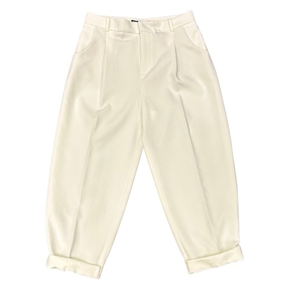 ZARA Cream Tapered Cuffed Trousers – Size Small - Picture 1 of 4